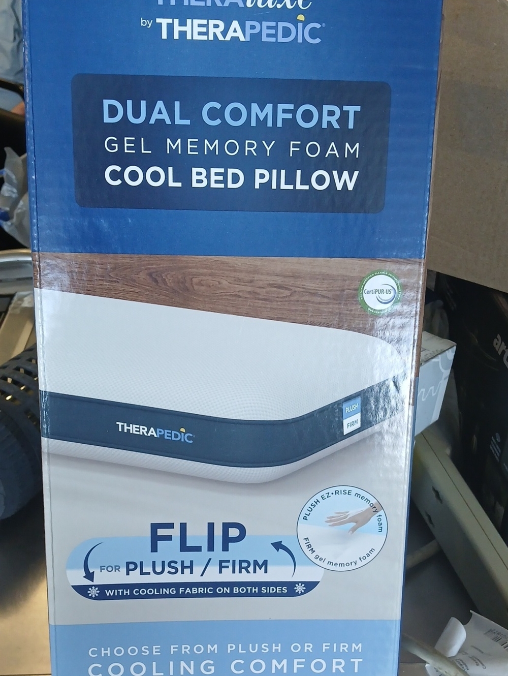 Dual Comfort Gel Memory Foam Cool Bed Pillow - White/Blue